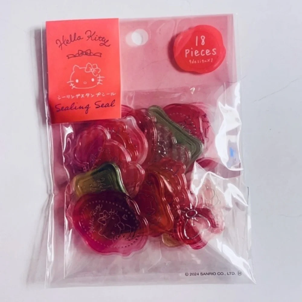 Sanrio Hello Kitty Sealing Stamp Stickers, Clear Jelly Style Ombré Stationery